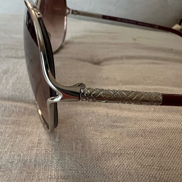 Burberry Silver and Burgundy Gradient Sunglasses with Hard...